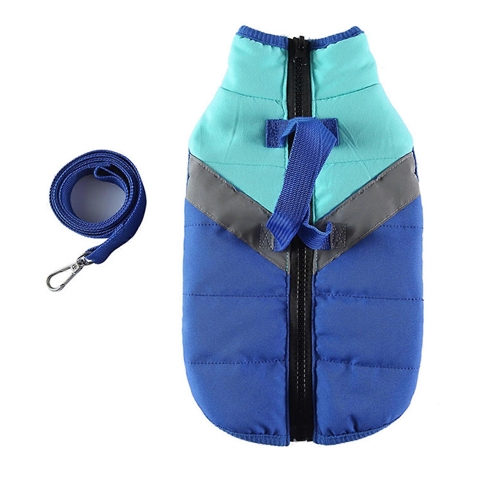 Dog Winter Jacket Coat with Recall Lead, Adjustable Warm Coats Jackets, Cotton Lined, Zip and Back Reflection Design, Orange, S