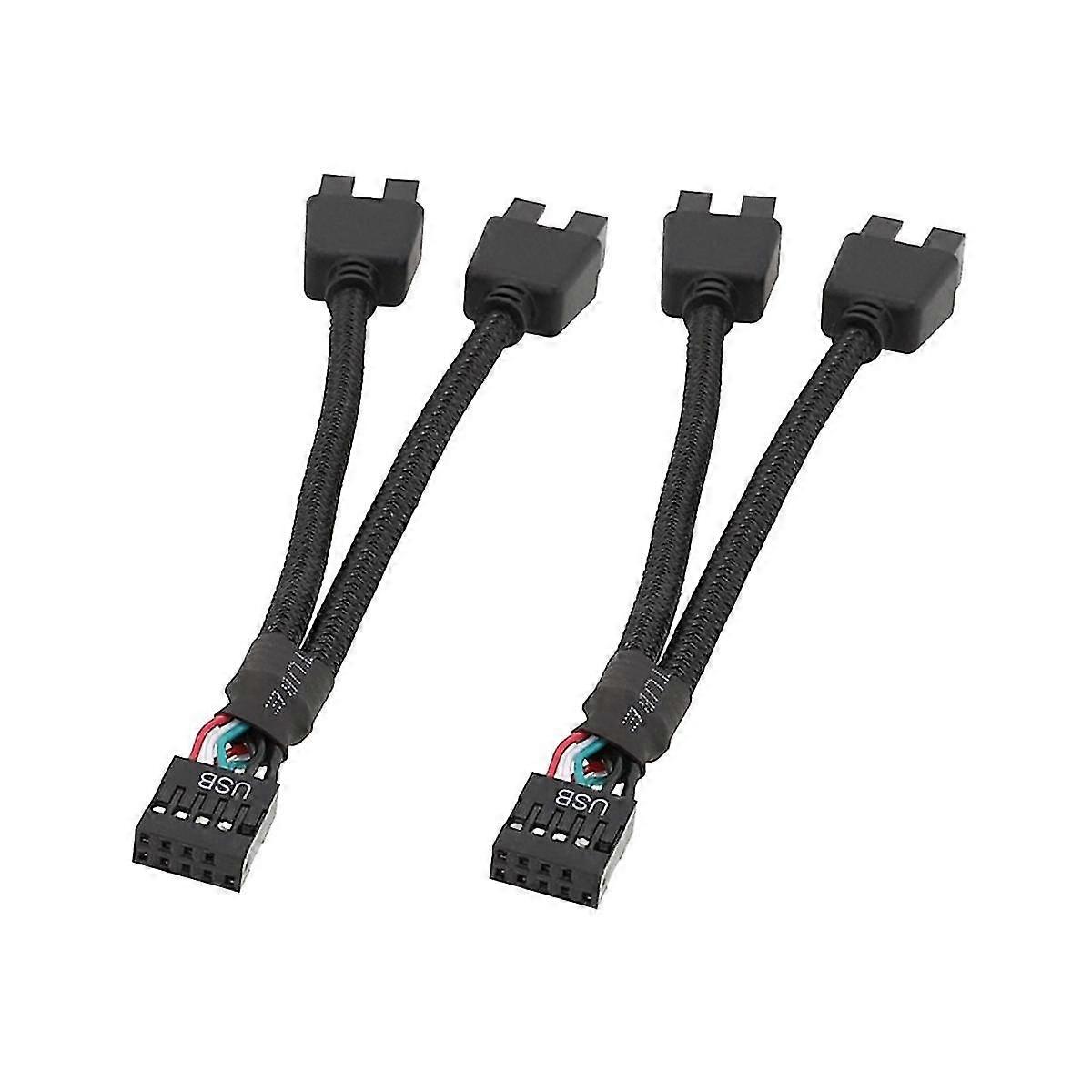 2 adet Bilgisayar Anakart Usb Uzatma Kablosu 9 Pin 1 Kadın 2 Erkek Y Splitter Ses Hd Extensio-w