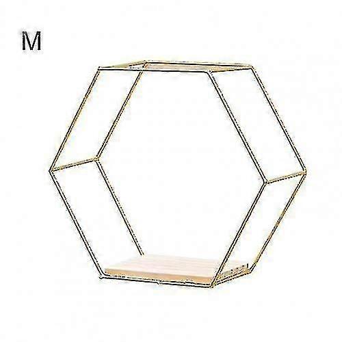 Nordic Style Floating Hexagonal Wall Shelves(golden M)
