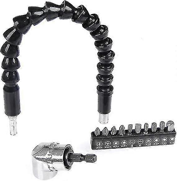 300mm Flexible Drill Bit Extension Shaft, 105 Degree Right Angle Drill Attachment, Mini Screwdriver Bits, Soft Shaft Batch Flexible Shaft Bits, Attach