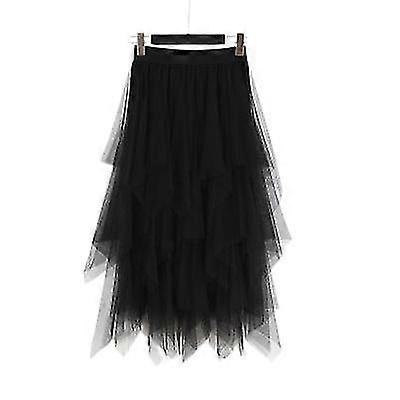 Femei cu talie înaltă Slim Tulle Fusta elastic talie mesh lung paragraf fusta rochie