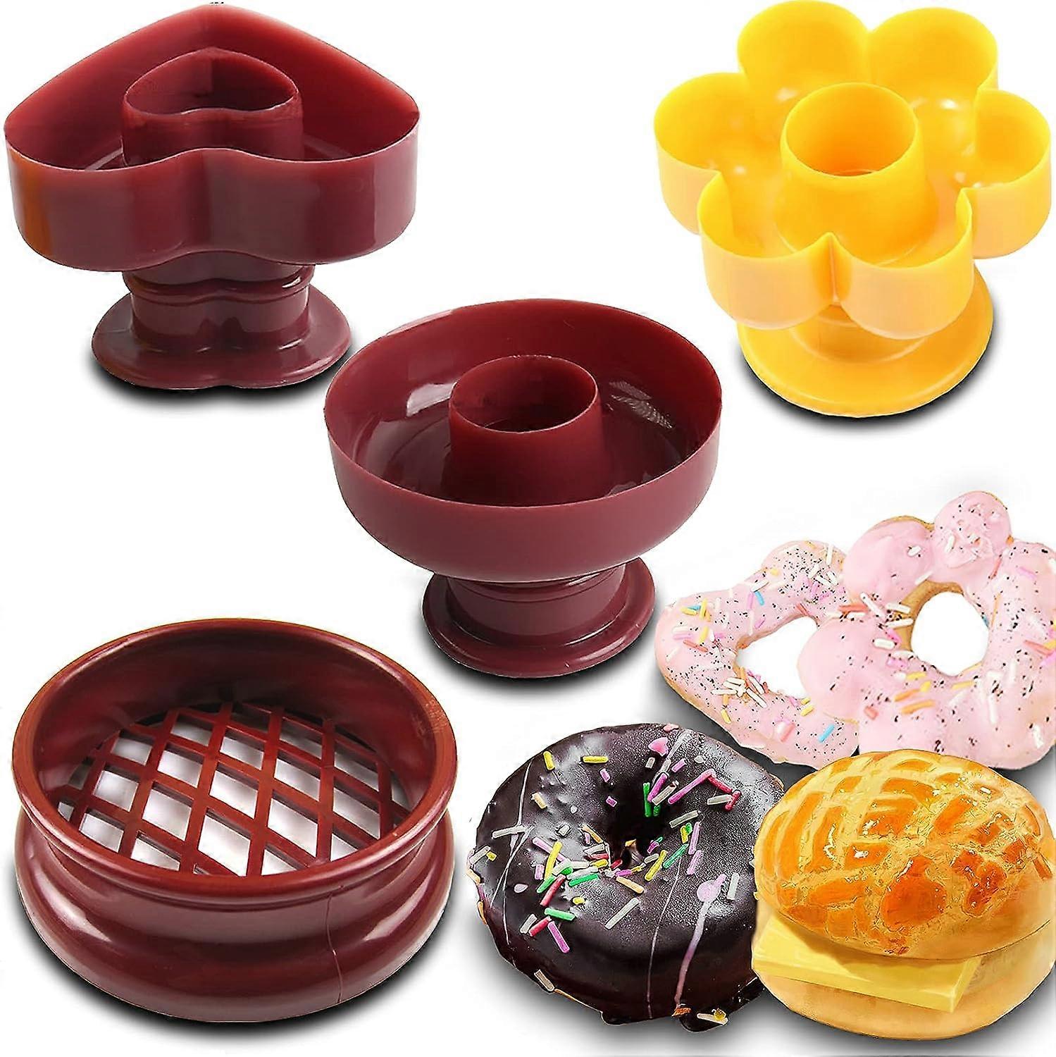 4 Pieces Donut Shape Donut Tool, Donut Mold Set, Plastic Donut Maker Shape Donuts Maker