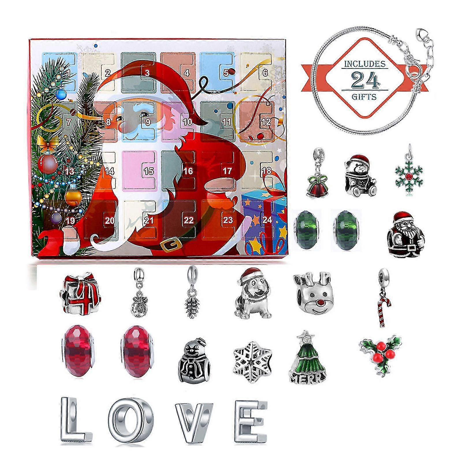 Christmas Countdown Advent Calendar Blind Box Bracelets Toy Gift For
