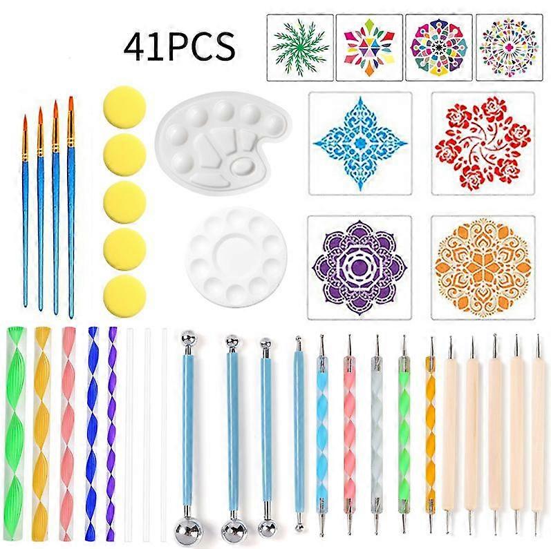 41 Pcs Dot Painting Tools Kit Mandala Dotting Tools Mandala Stencil