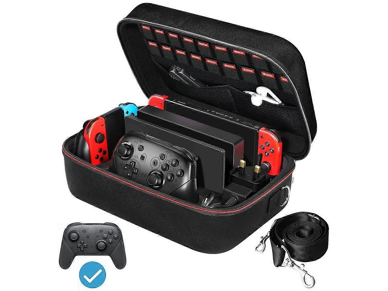 Carrying Storage Case for Nintendo Switch/For Switch OLED Model (2021),Portable Travel All Protective Hard Messenger Bag Soft Lining 18Games for Switc