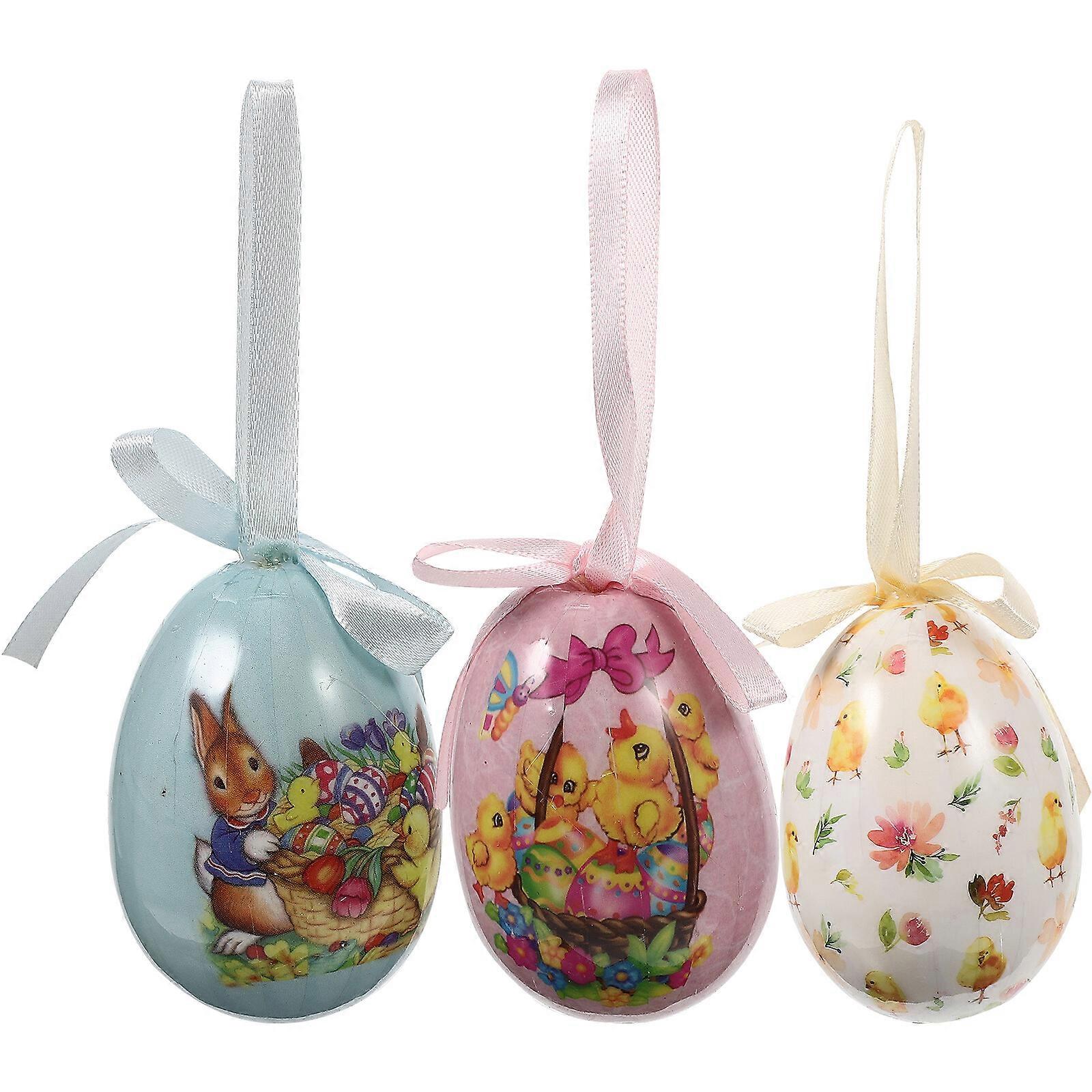 3pcs Easter Egg Hanging Ornaments Easter Hanging Eggs Easter Decorations Colorful Decorative Eggs