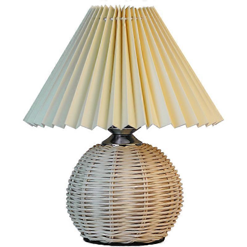 Table Lamp Rattan Base Desktop Decorative Led Reading Light Dimmable Usb 5V For