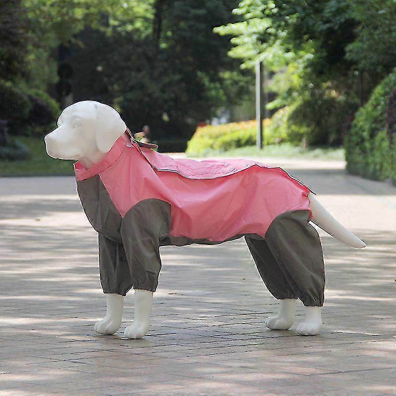 Yellow Dog Raincoat With Detachable Hoodie, Drawstring Coat, 10 Sizes -pink