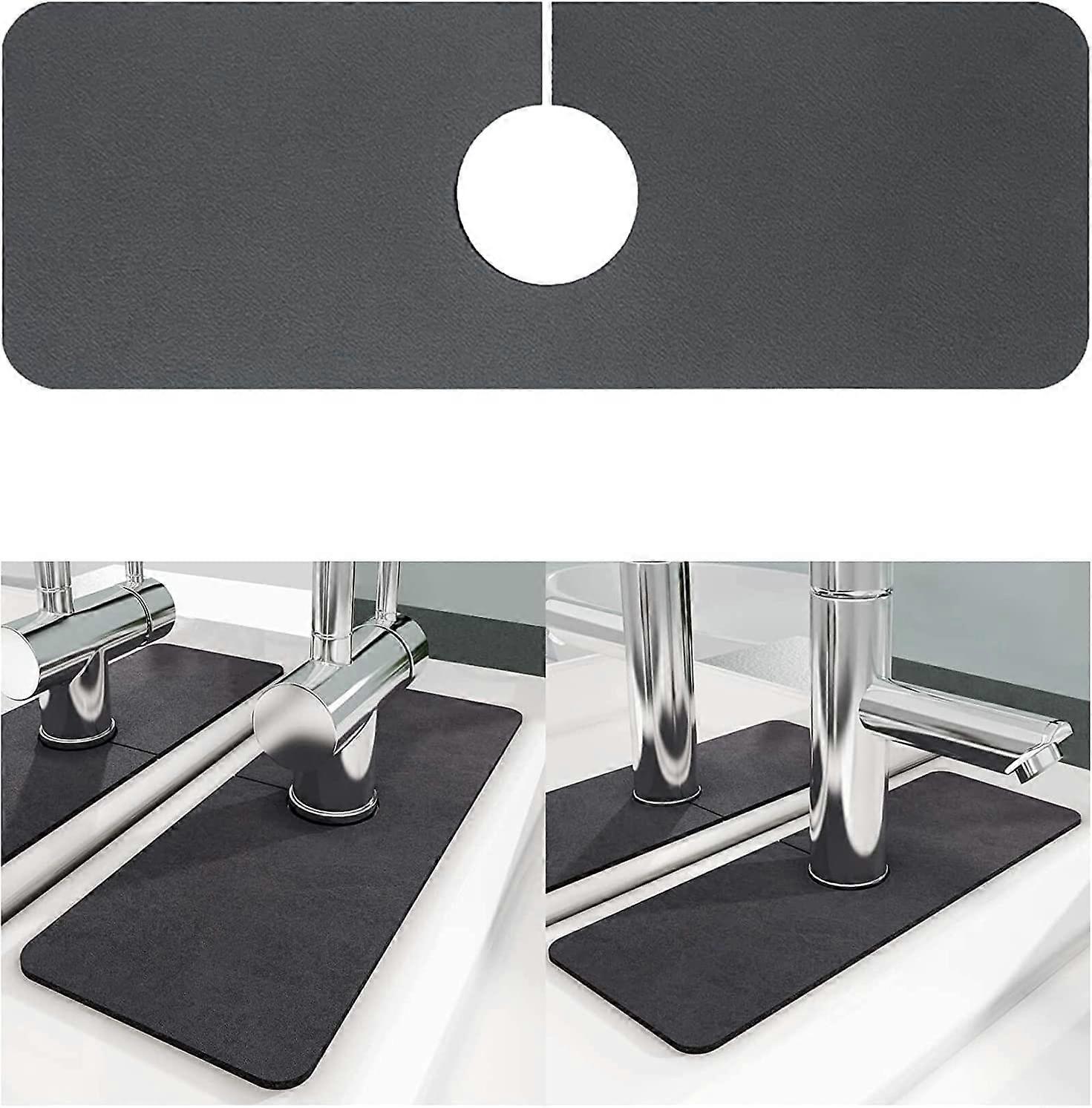 sprutbeskyttelse for vaskekran-1 stk kran absorberende matte, sprutbeskyttelse for vask, kiselbruk kran dryppfanger (grå - 5,4*24 tommer)