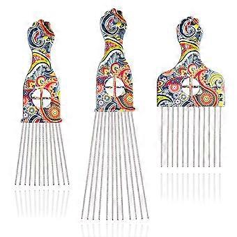 3 pinzas para el cabello, pinzas de metal para el cabello negro, pinzas para el cabello para hombres y mujeres, cepillo para el cabello afro, puño para el cabello