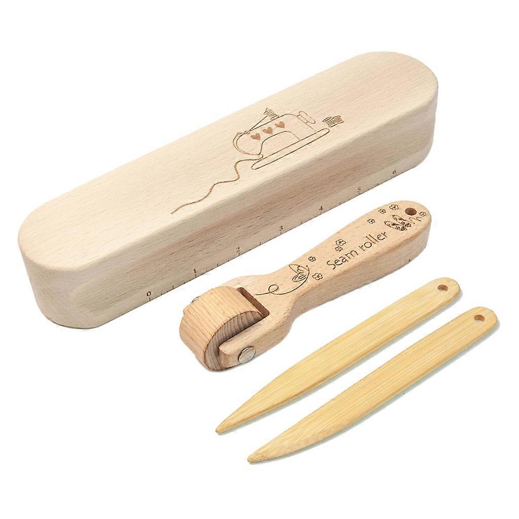 Portable Quilting Seam Roller w/ Bone Folder Tailors Clapper Sewing Seam Roller