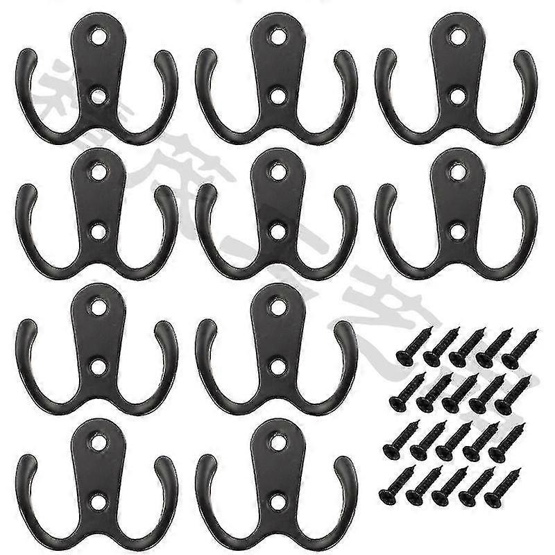 10pcs Coat Hooks, Double Metal Hat Hooks Hooks,wall Coat Hooks With Screws-MXBC