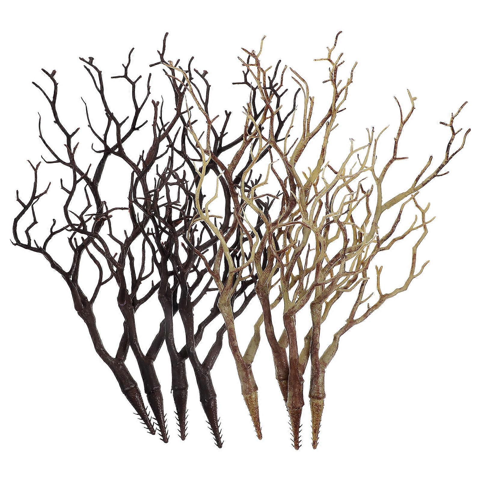 8pcsプラスチック木の枝の人工的な偽の枝角の形をした木の枝結婚式の誕生日のための小さい装飾的な枝