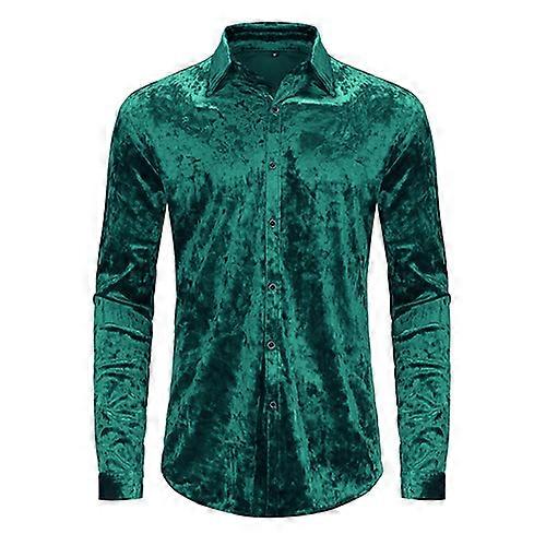 Herren Samt Hemd Langarm Button Down Kleid Hemd