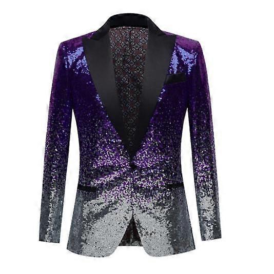 Shiny Blazer Men Fashion Gradient Colors Sequins Change Color Sequins Suit Jacket
