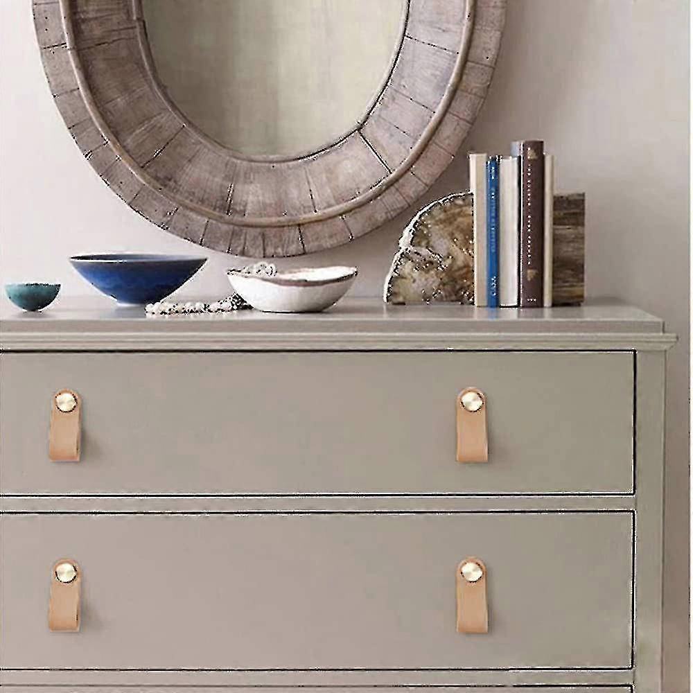4 Pieces Drawer Knob Pull Handle Leather Cabinet Drawer Pulls