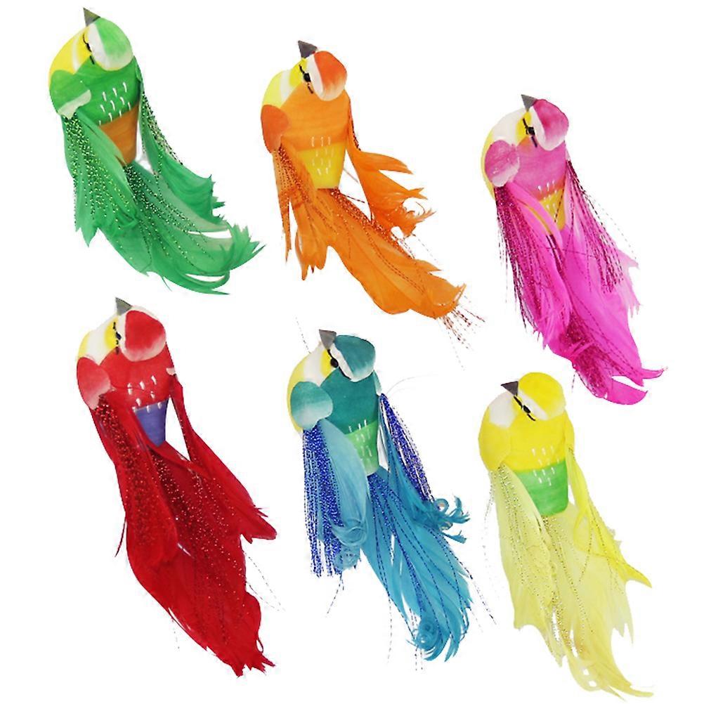 6 Pcs Artificial Birds Crafts Figure Table Decoration Bird Figurines Artificial Feathered Birds Feather Parrot