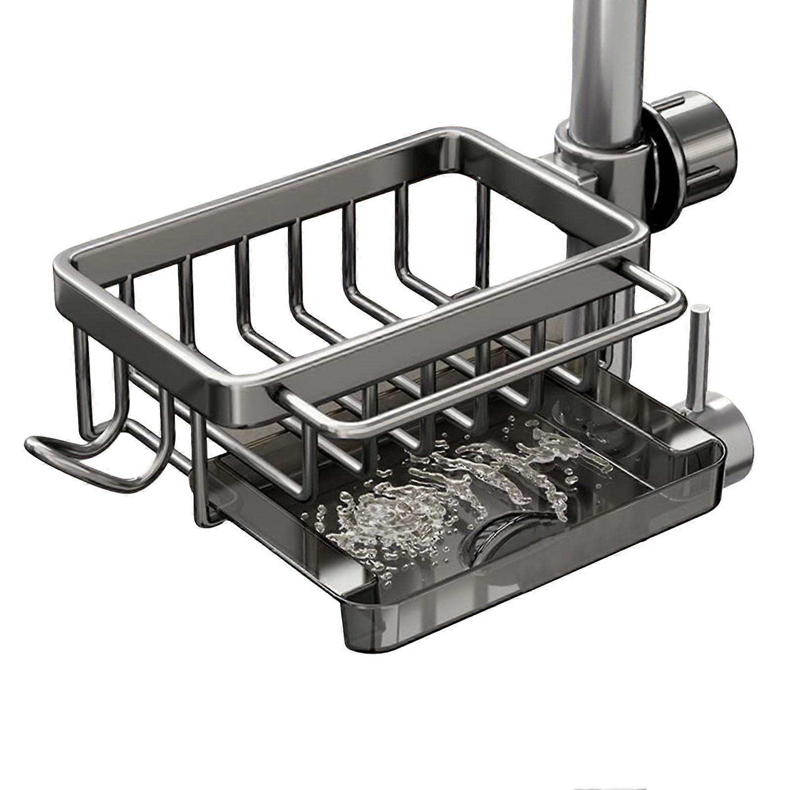 Kitchen Sink Faucet Organizer Storage Rack Rustproof Corrosion Resistant Easy to Install Multifunction Organizer Rack Dish Sponge Holder Jikaix