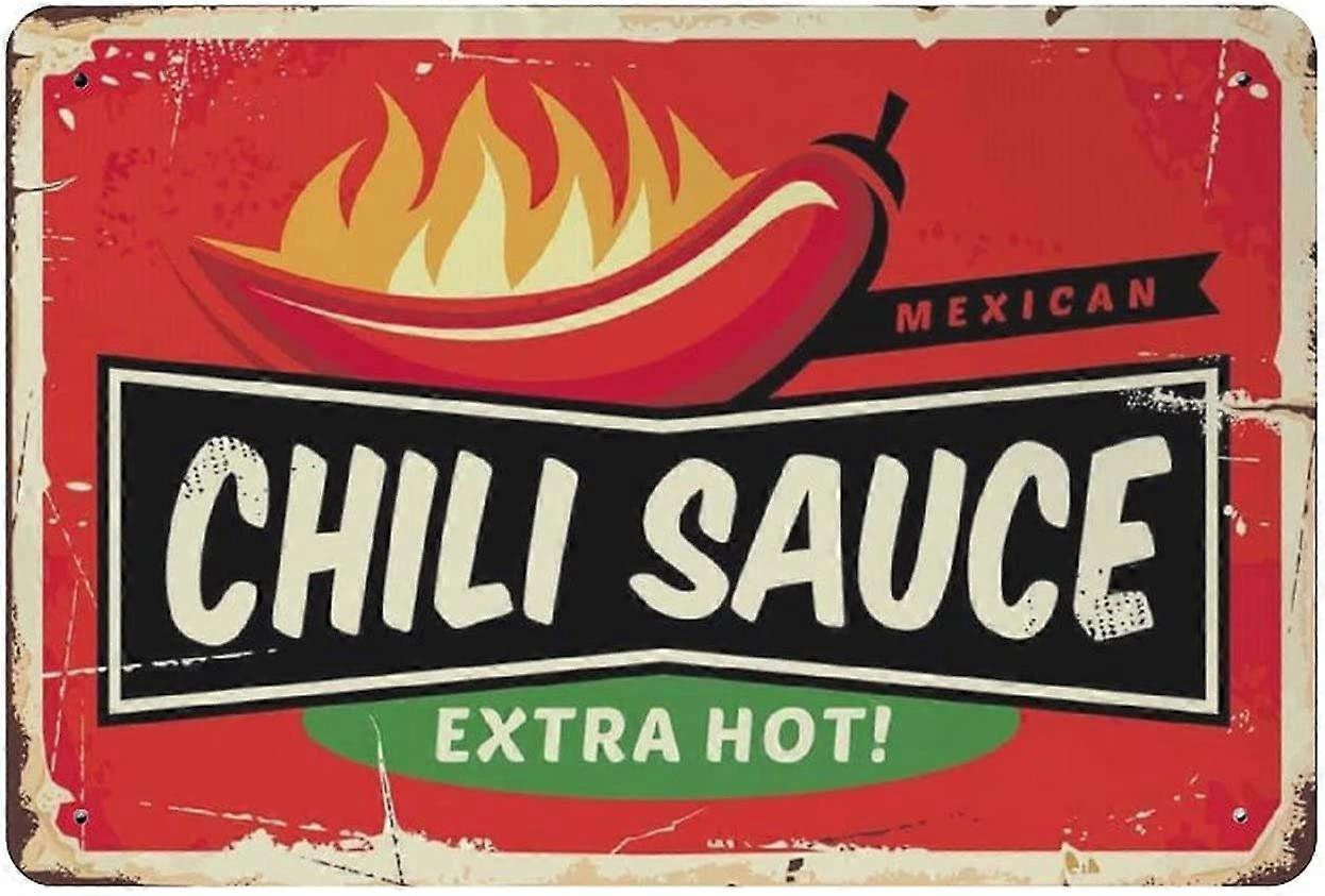صلصة الفلفل الحار المكسيكي القصدير تسجيل لوحة معدنية الفن شنقا الحديد اللوحة الرجعية المنزل المطبخ حديقة المرآب ديكور الجدار 8 "x12"
