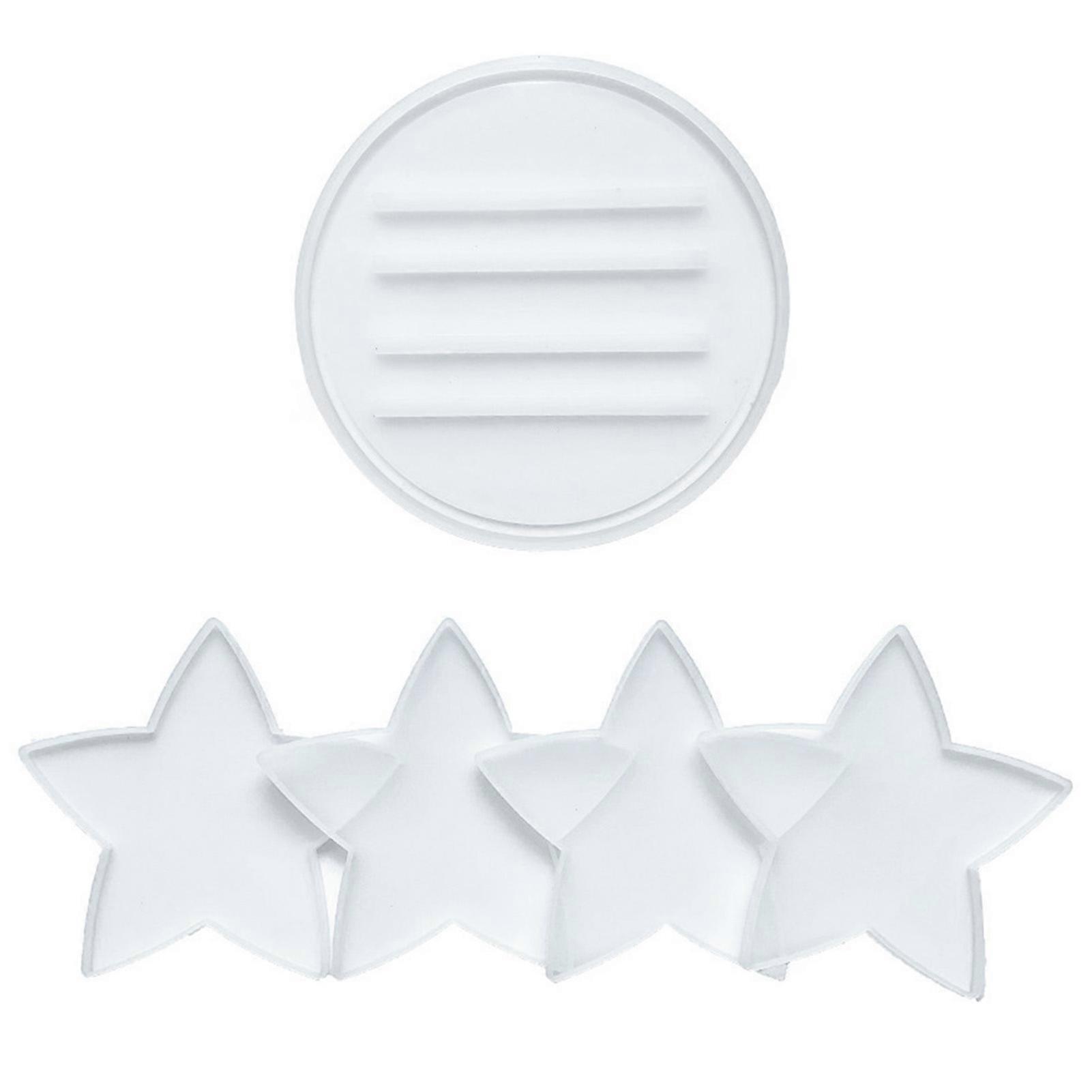 QingHai 1 Set Coaster Mould Five-pointed Star Shaped Easy to Release Transparent Star Round Coaster Silicone Mould for Home