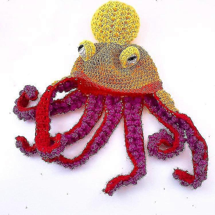 NY 2022 Halloween Hatt Bläckfisk Hatt Kul Huvudbonader Handstickad Bläckfisk Form