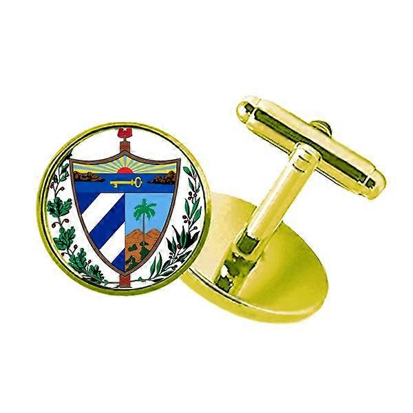 キューバ国章 カントリー スタッズ ビジネス メタル カフリンクス ゴールデン