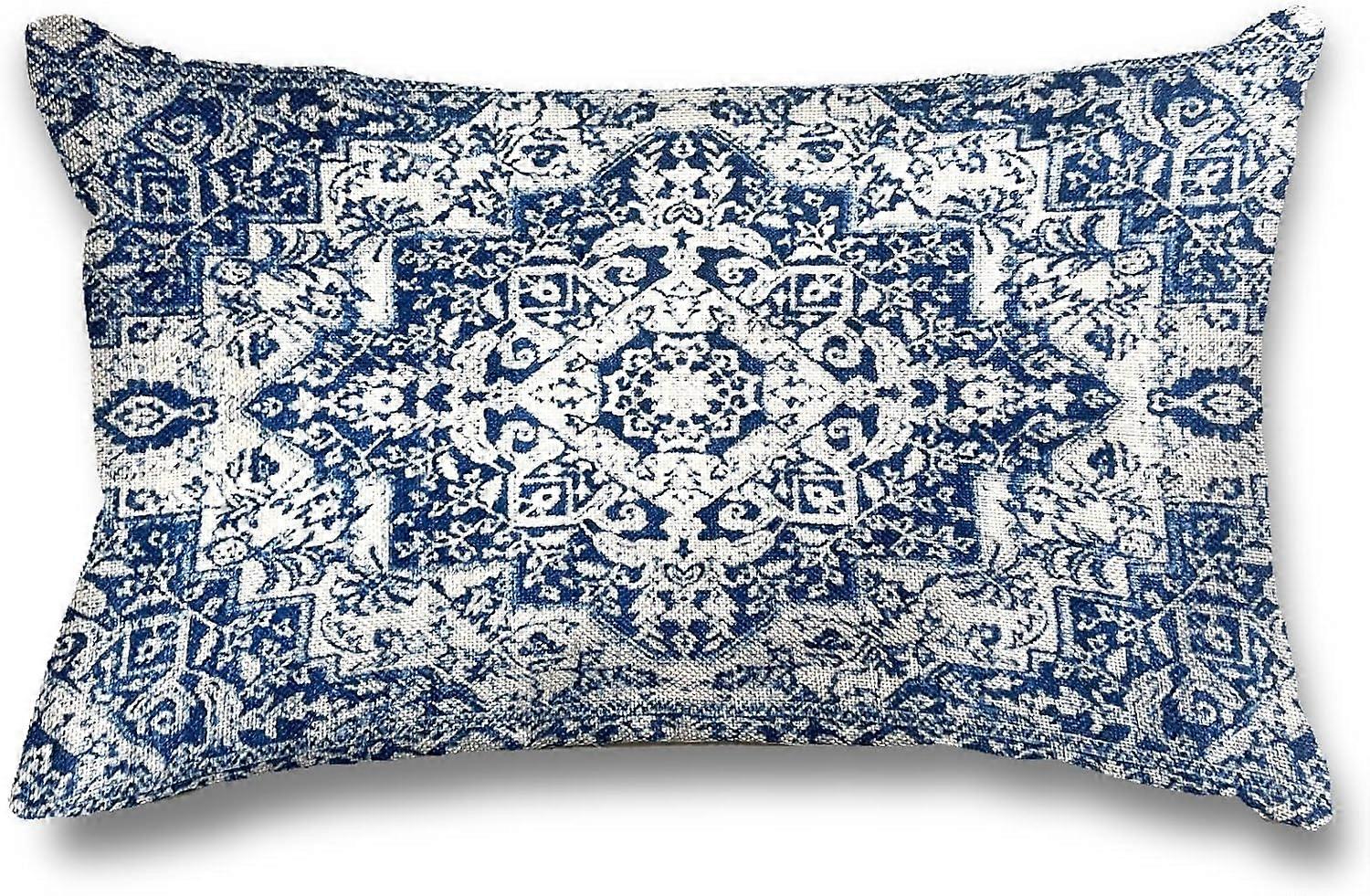 Boho Yastık Kılıfı Etnik Tasarım Desen Keten Fars Halı Kabile Desen Atmak Yastık Kılıfı Yastık Kılıfı Ev Ofis Dekoratif Kare 12x20 inç