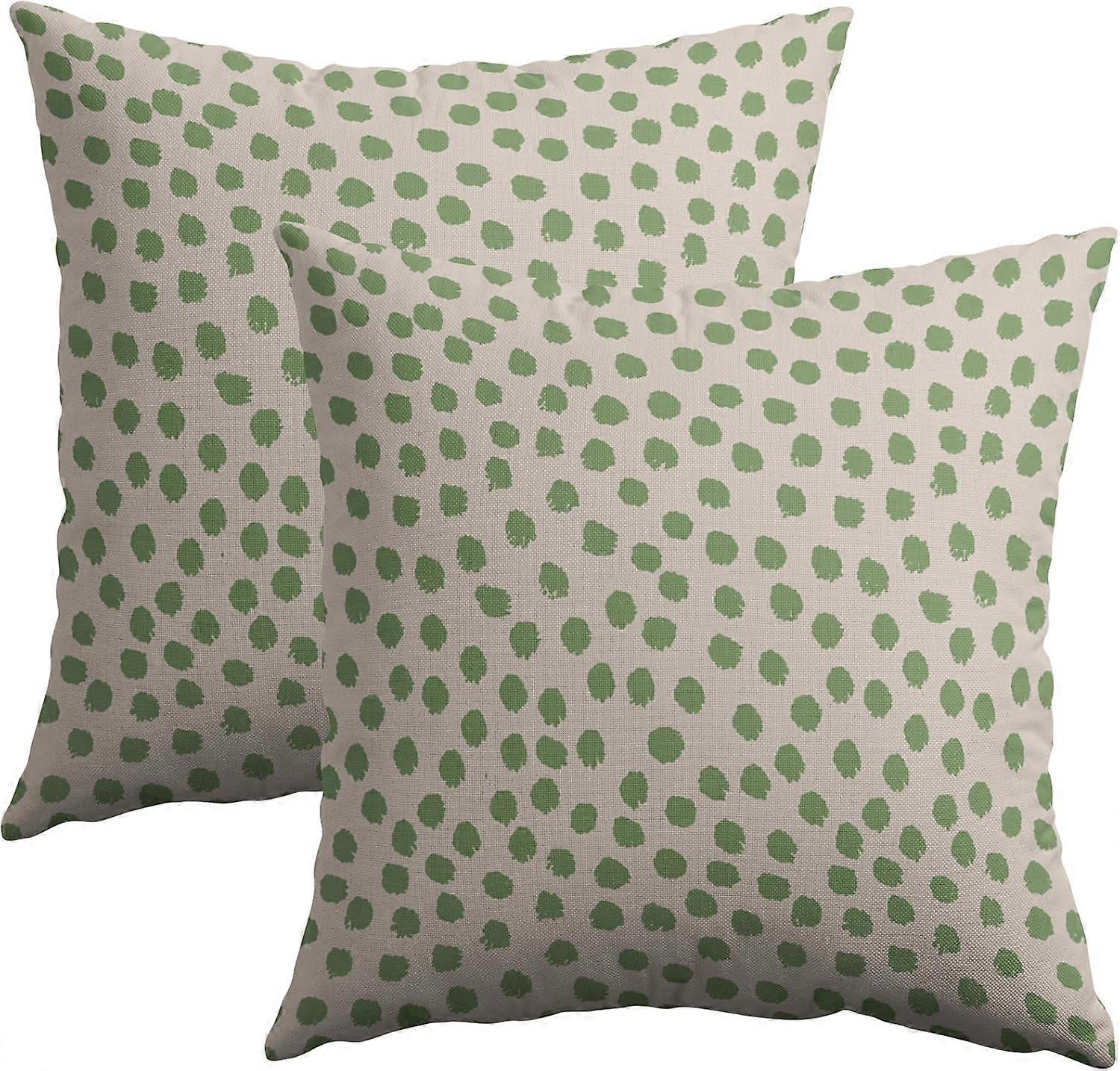 سيج كريم أخضر البولكا نقطة البولكا نقطة أغطية وسادة 16x16 مجموعة من 2 بوهو نمط زخرفية رمي وسادة حالات في الهواء الطلق مزرعة الديكور لأريكة الأريكة
