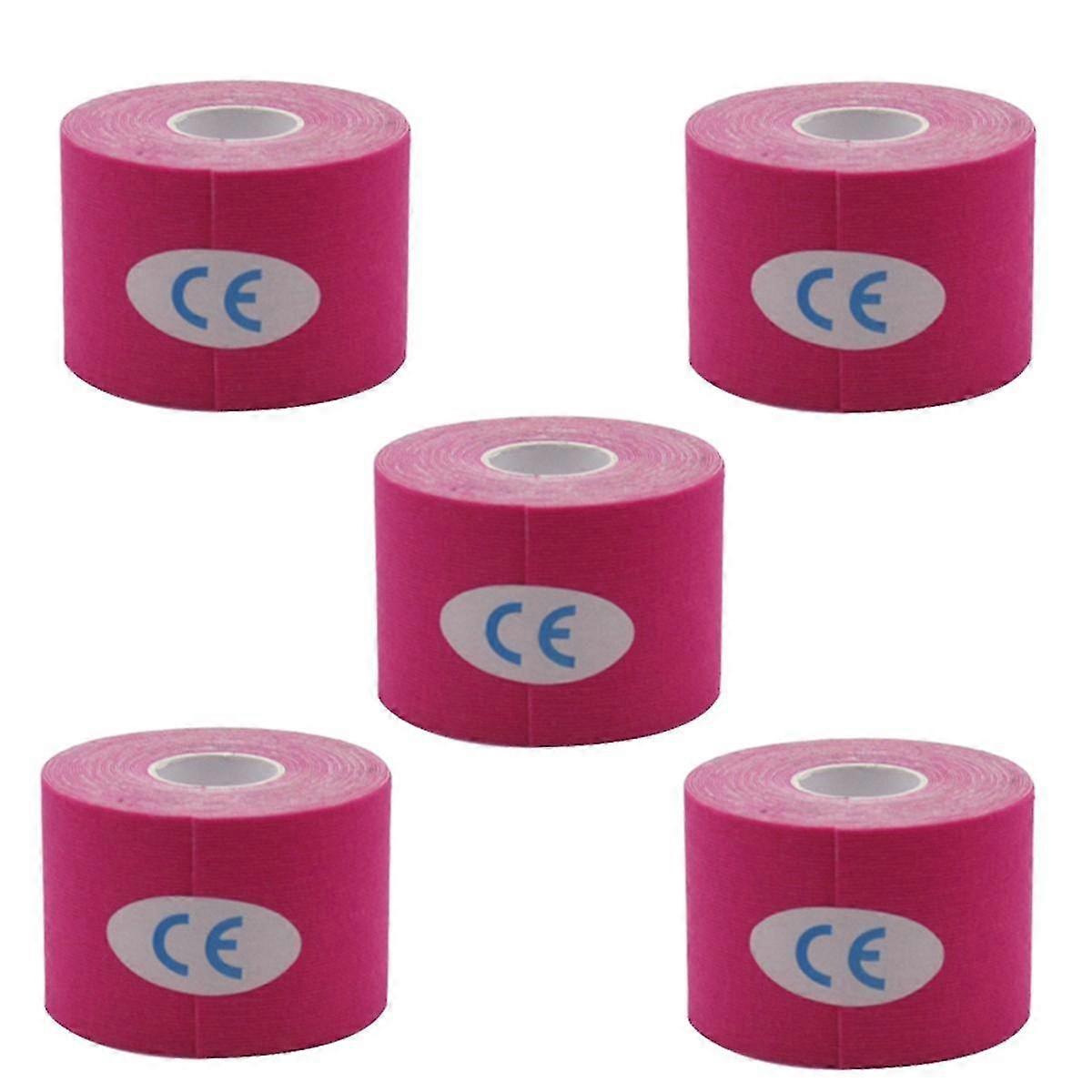 Pink 5 Pcs 5cmx5cm Elastic Bandage, ,patch, Muscle Patch