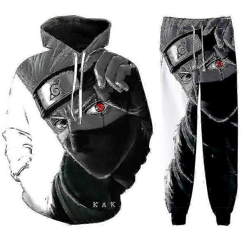 3d Printed Naruto Hatake Kakashi Sweatshirt Hooded Sweater Pullover Trousers Adults Cosplay Costume-c