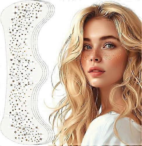 4pcs Glitter Freckles Face Tattoo, Glitter Freckles, Sparkle Makeup Patches-Gold-Face Glitter Speckles Patches