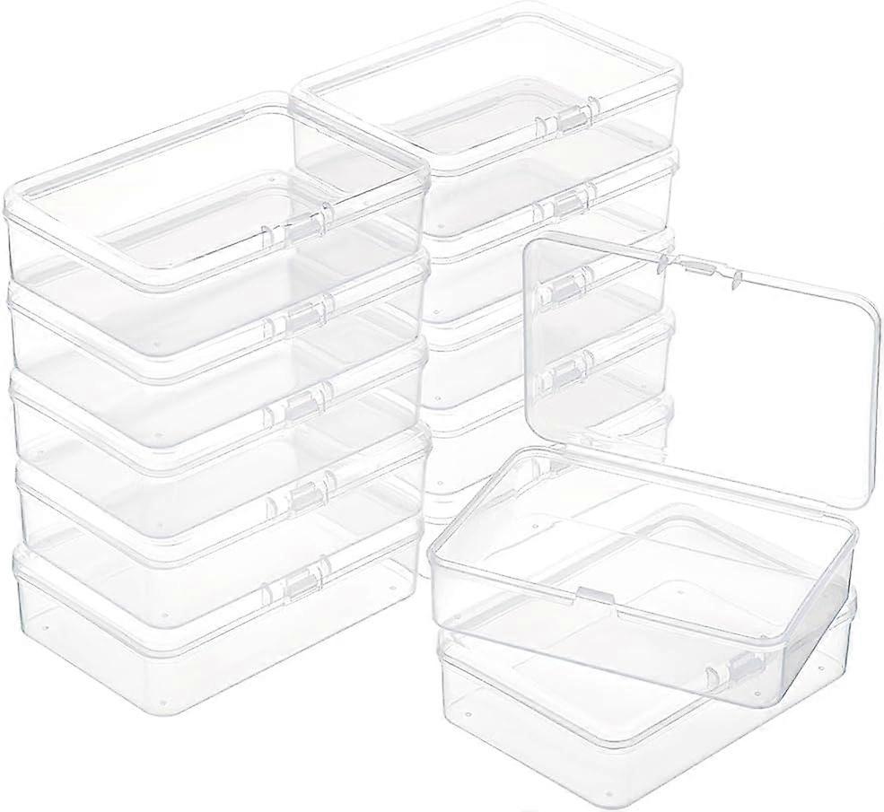 12 Packs PP Plastic Bead Container Box 3.7x2.6x1inch Rectangle Storage Organizer Box Dustproof Case with Hinged Lid for Cards Beads and Craft Supplies