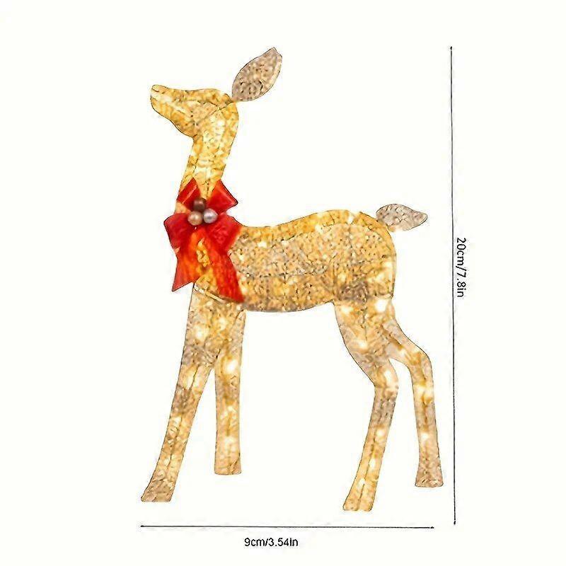 3 stk jul elg hjort lys med knap batteri juledekoration glødende rensdyr udendørs have ornament