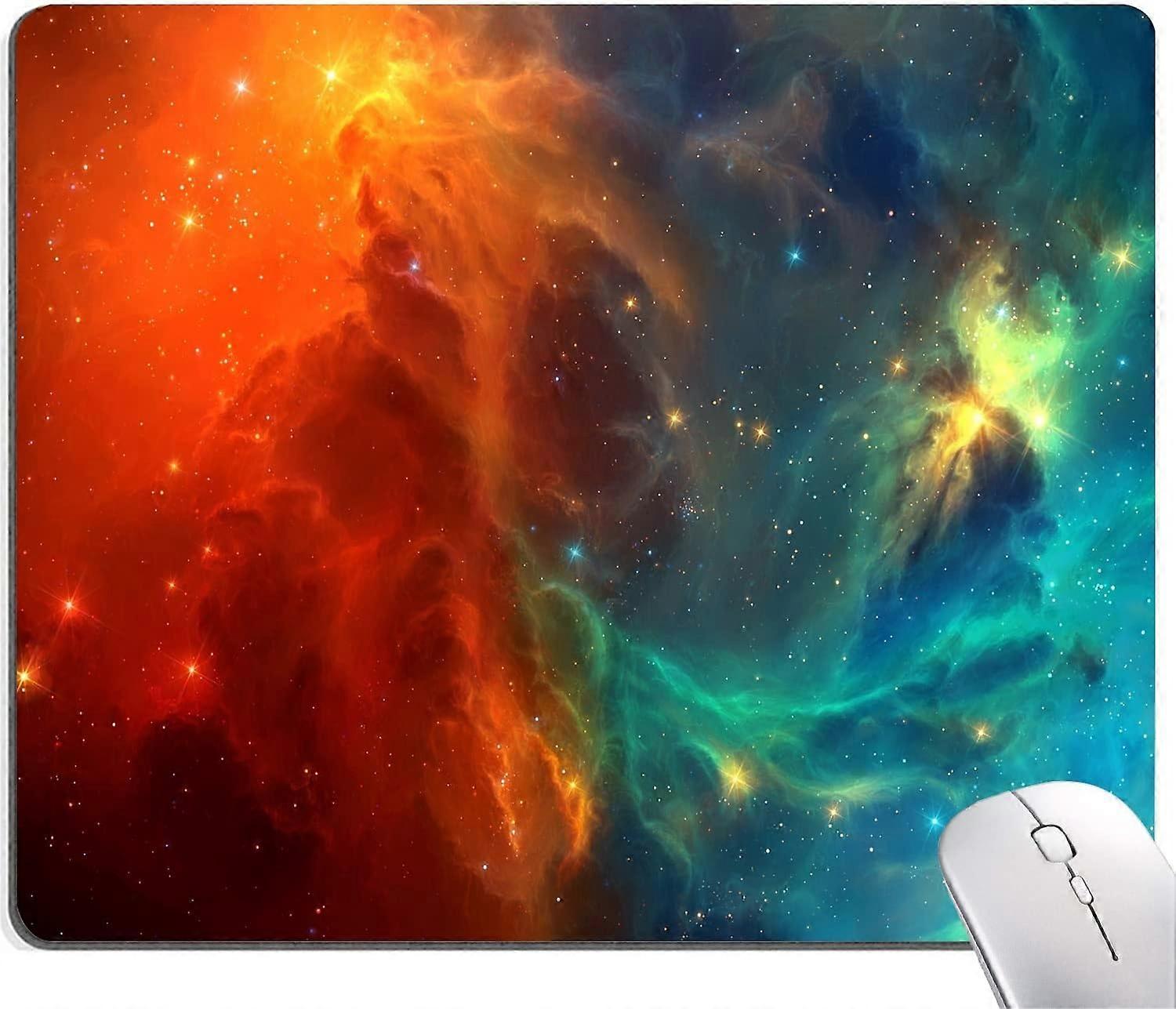 Mouse Pad, Square Personalized Computer Mouse Pads with Galaxy Design, Washable Mouse Mat, Gaming Of