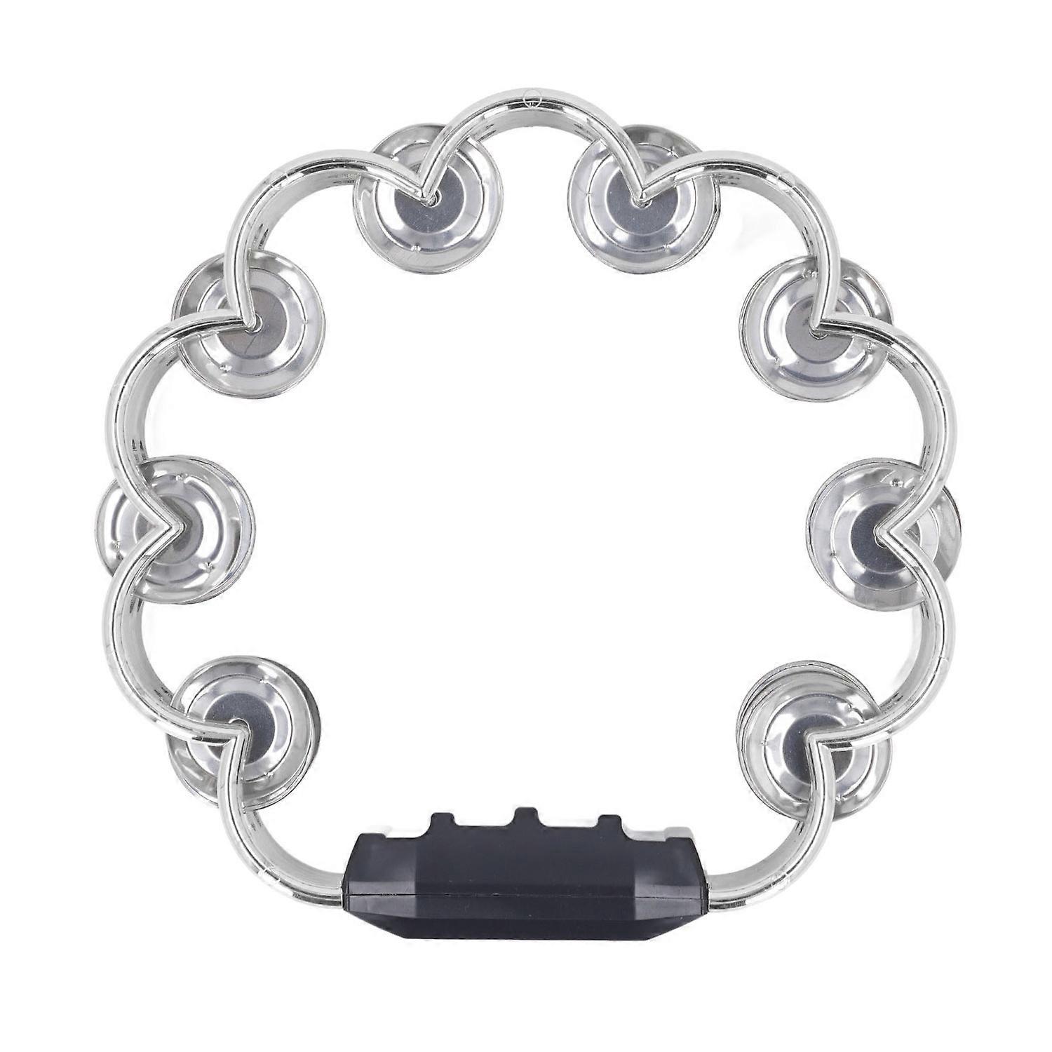 Tambourine Double Row Floral Design Percussion Jingles Hand Instrument for Party Performance Silver