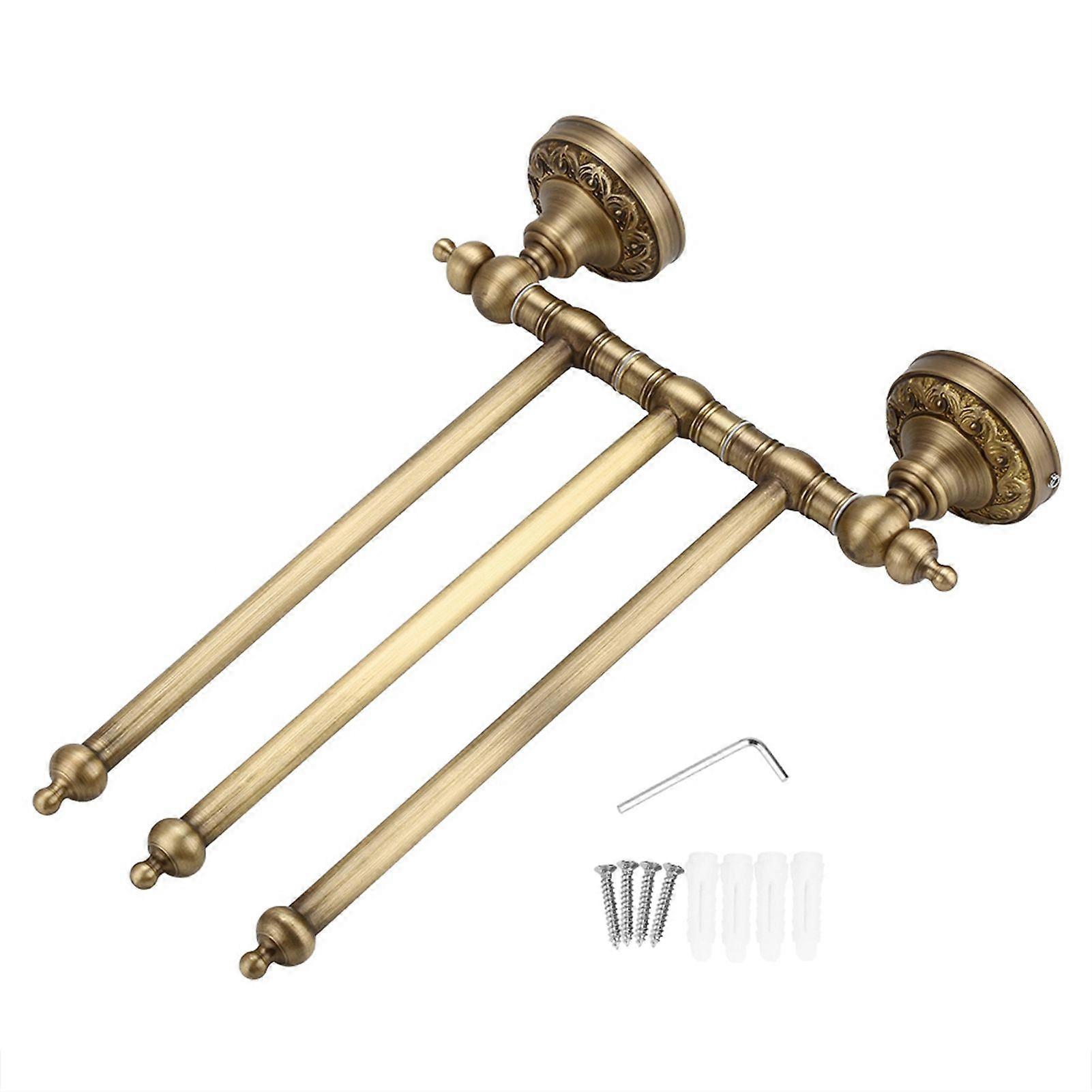 3-4 Arms Solid Brass Antique Towel Holder Rack Active Pants Hanger Bathroom Wall Shelf #3-Arm
