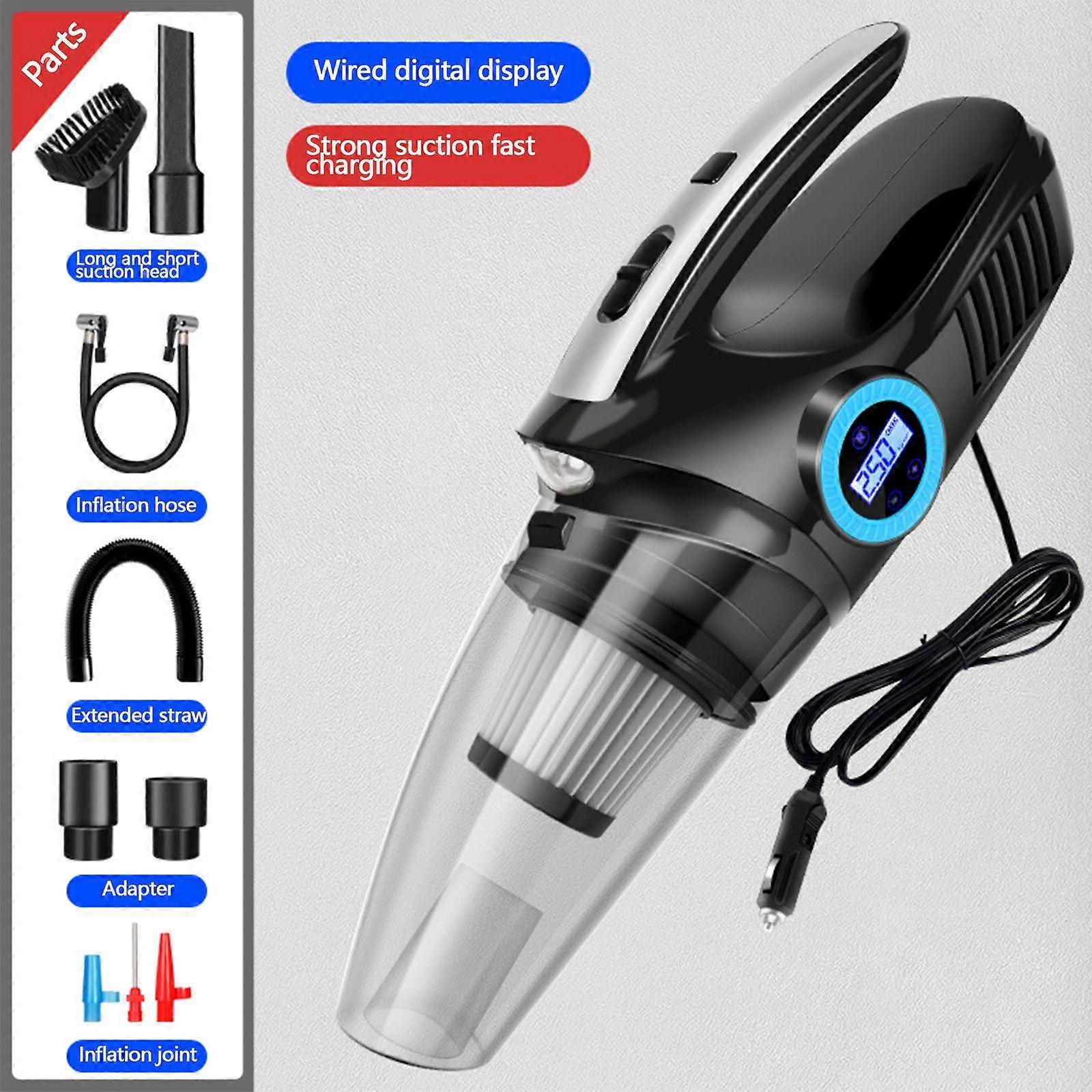 Car Vacuum Handheld Cleaner,Tire Inflator For Car,12V Auto Shut Off Compressor With Led Light,4 In 1 Portable Vacuum Cleaner With Pump