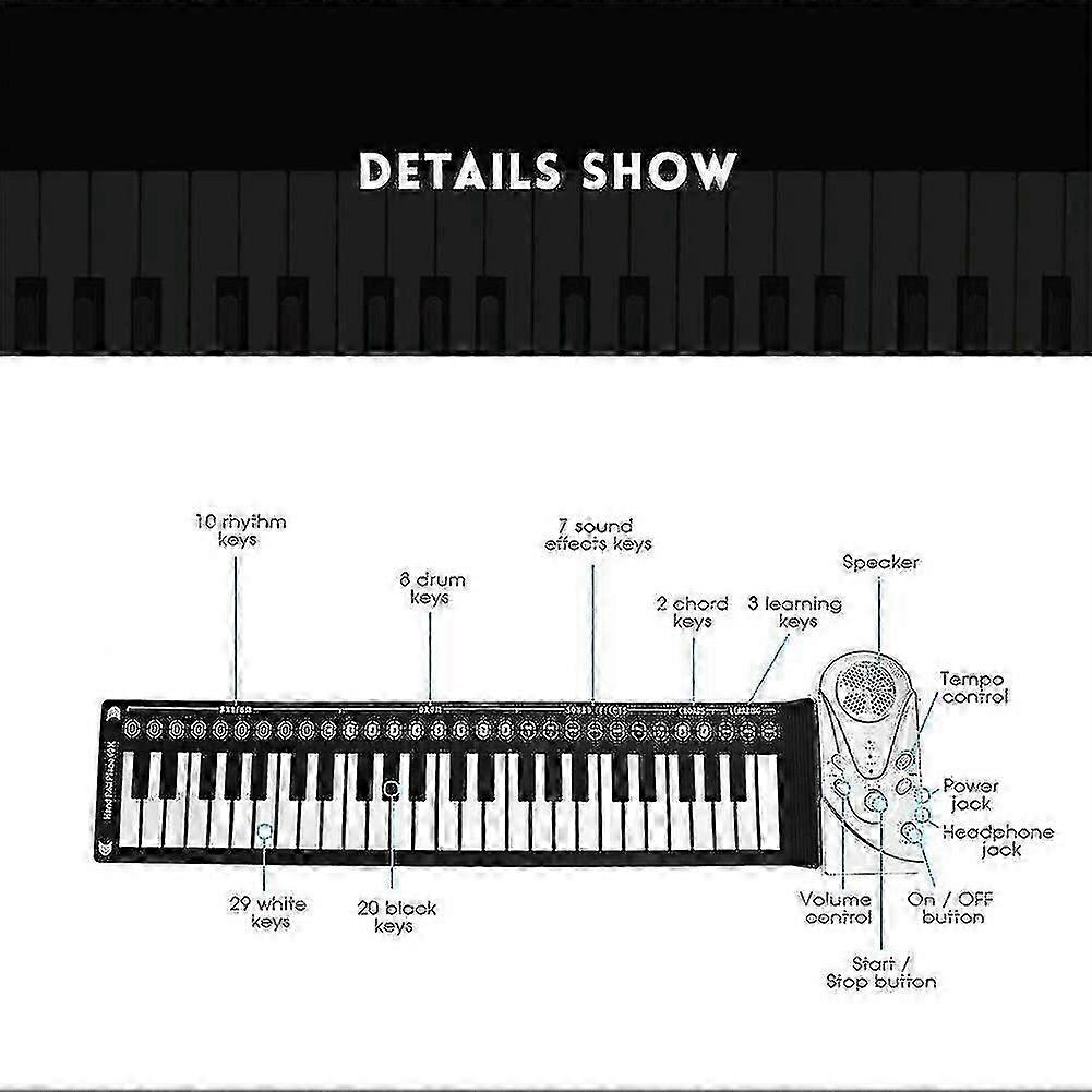 Usb 49 Keys Hand Roll Up Piano Portable Electronic Keyboard Instruments