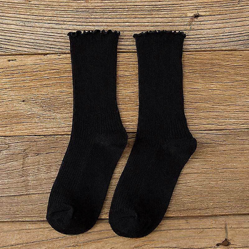 Solid Hosiery Mid Calf Socks - Comfortable Cotton