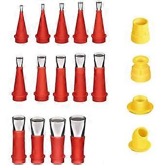 Universal Integrated Rubber Nozzle Tool Kit, 20 Pieces Reusable Stainless Steel Caulk Bathroom Nozzl