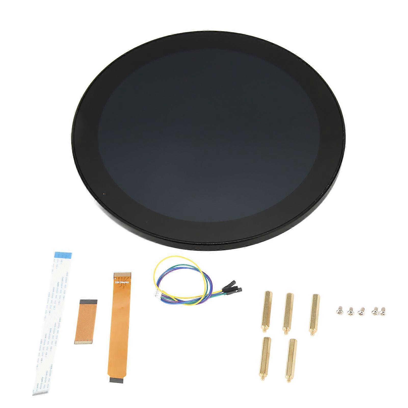 4 Inch Round Touch Display DSI IPS 10 Points 60Hz Refresh Dimmable Backlit Tempered Glass Round LCD Module for RasPi OS