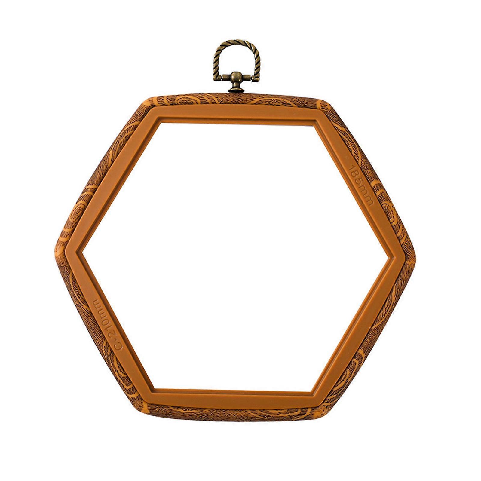 Cerceau de broderie hexagonale Cadre d’affichage en bois imité Cerceau hexagonal pour l’artisanat d’art bricolage