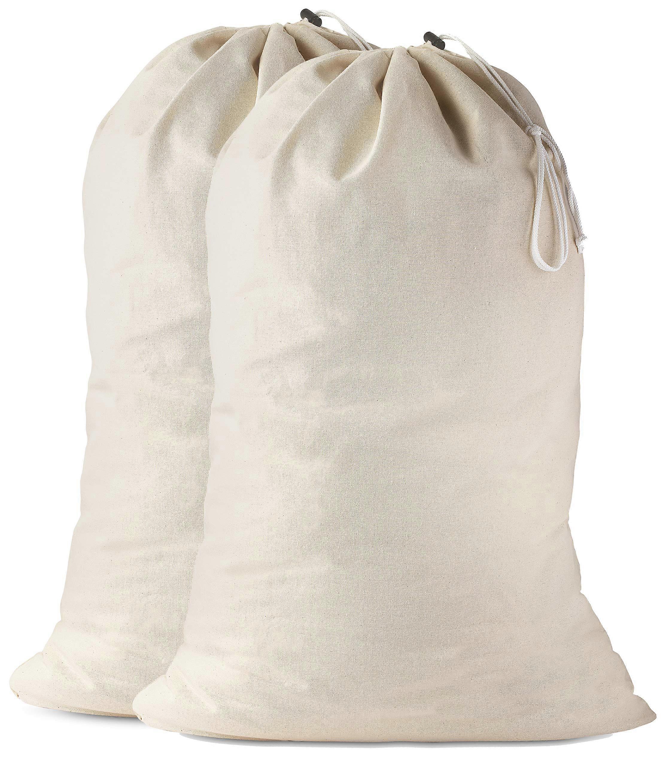 Cotton Laundry Bags with Drawstrings for Storage, Laundry Basket Liners, Travel, 2-Pack, Washable and Multi-Purpose