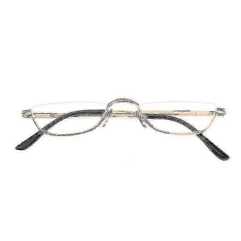Reading Glasses Metal Spring Hinges Half Moon Semi Rimless Readers 1.0~ 4.0-Yvan