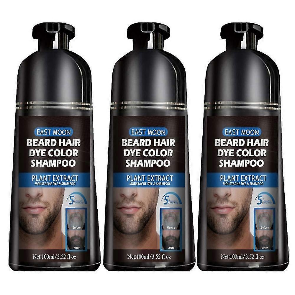 3 قطع لحية الشعر لون صبغ شامبو الرجال الطبيعية شارب يموت سواد أسود
