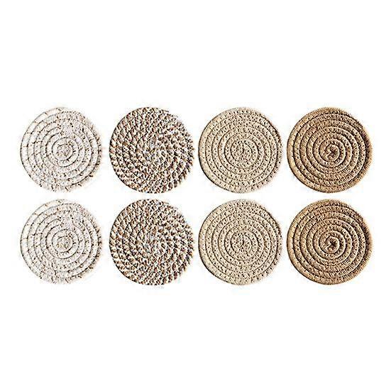 8 Pcs Heat Resistant Coasters Cotton Rope Round Kitchen Coaster Set Absorbent Dining Table Protection Pads for Home Decor