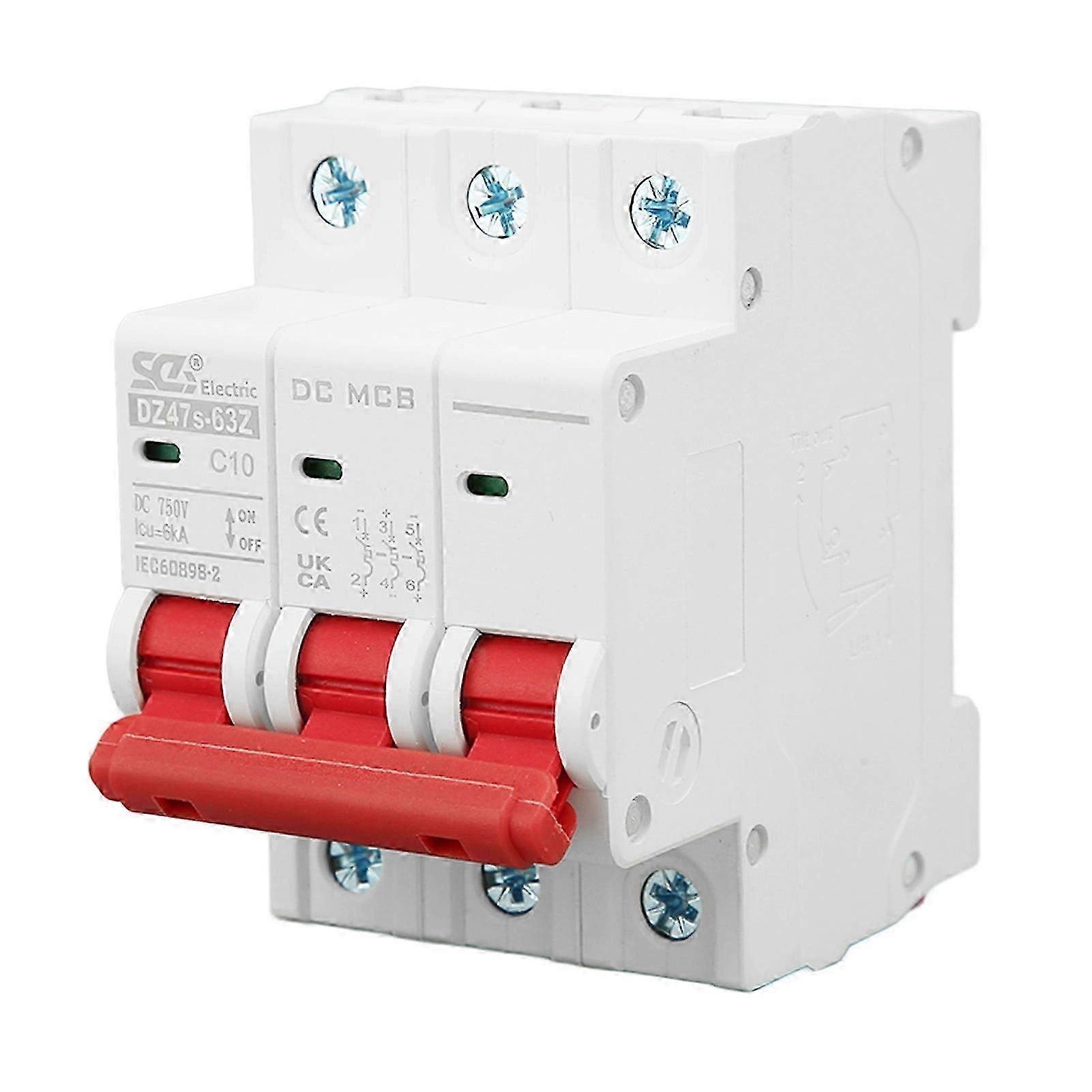 DC 750V 3P Circuit Breaker DIN Rail Mounted Low Voltage Overload Protection Switch for Solar PV System