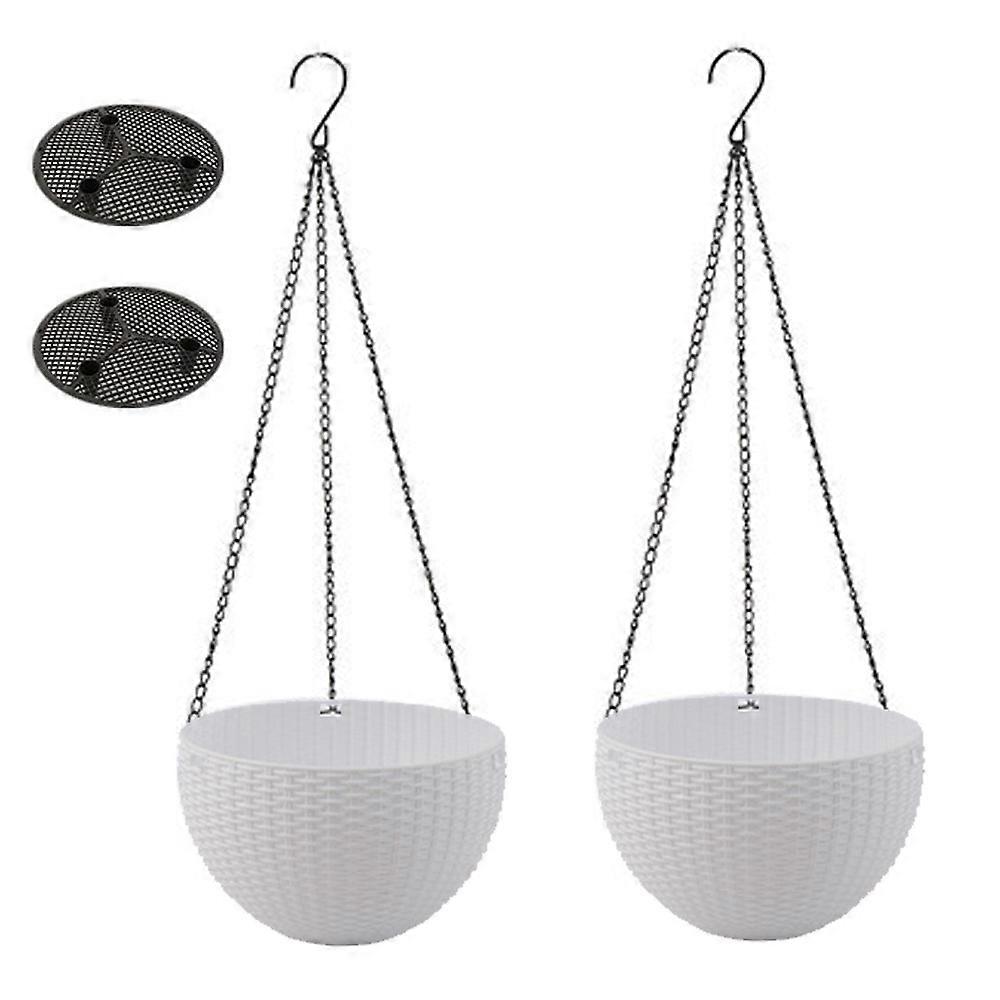 Water-Level Indicator for Accurate Hydration, Durable Plastic Hanging Planters Enhance Your Living Space with Versatile Applications, Two Pieces