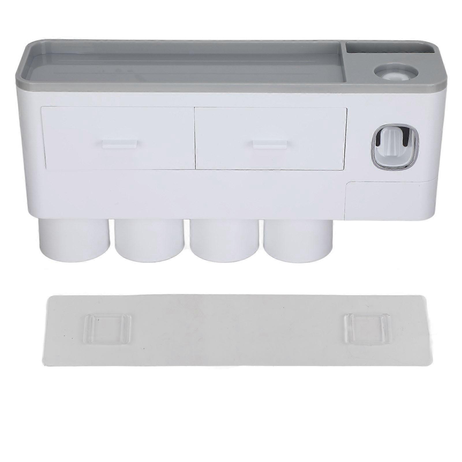 Hanging Magnetic Toothbrush Set with Toothpaste Dispenser Squeezer Toiletry Drawer Holder for Bathroom