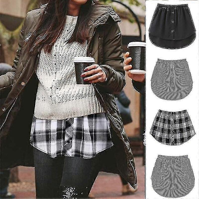 Shirt Extenders Adjustable Layering Fake Tops Lower Sweep Hem With Elastic Waist